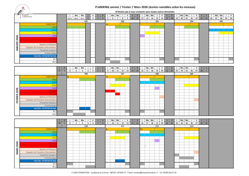 Planning Prévisionnel 1er Trimestre 2026