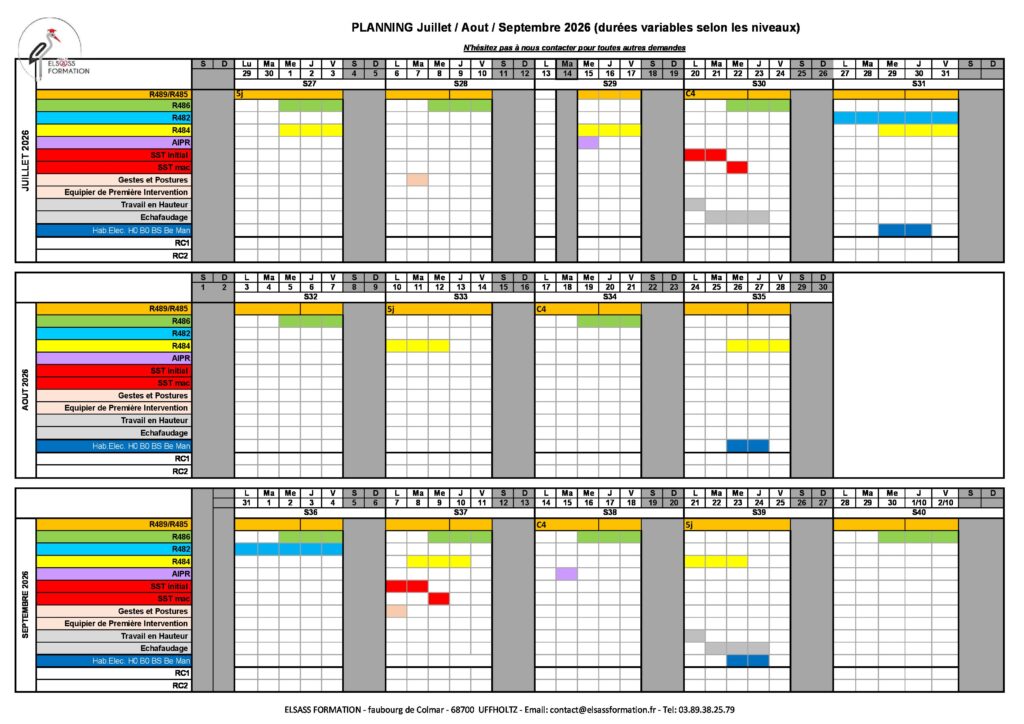 Planning Prévisionnel 3ème Trimestre 2026