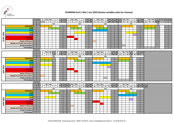 Planning Prévisionnel 2ème Trimestre 2025